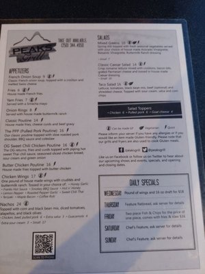 Menu photo 2 Peaks Grill Golden, BC