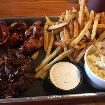 Sweetwood BBQ - Wings and brisket Potato salad and fries - Barbeque Near Me - Wenatchee, Washington