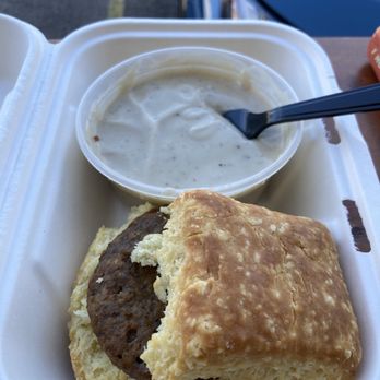 Bird Bird Biscuit - Biscuits and gravy with veggie sausage patty - Breakfast & Brunch Near Me - Austin, Texas
