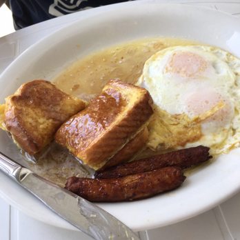 Uncle Pete's Cafe - French toast with over easy eggs and sausages -- pretty good as well - American Near Me - Westminster, California