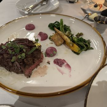 The Grove Steakhouse - Bison ribeye with green & parsnip - Steakhouses Near Me - Alpine, California The Grove Steakhouse - Bison ribeye with green & parsnip - Steakhouses Near Me - Alpine, California