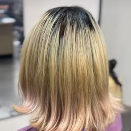 hair lightening of blue and pink colors for a upcoming neapolitan color!