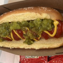 Plain Hot Dog With Ketchup, Mustard & Relish