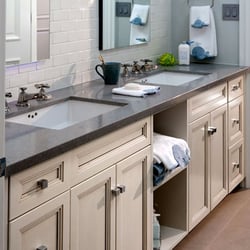 Countertop Designs - Master vanity Caesarstone Raven countertop.