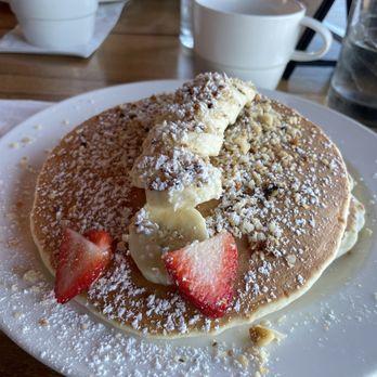 Kula Lodge & Restaurant - Banana and Macadamia Nut Pancakes...these didn't last very long! - Breakfast & Brunch Near Me - Kula, Hawaii Kula Lodge & Restaurant - Banana and Macadamia Nut Pancakes...these didn't last very long! - Breakfast & Brunch Near Me - Kula, Hawaii