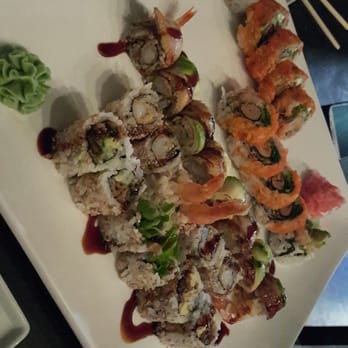 Sushi X - Salmon skin+shrimp tempura+dragon+rainbow rolls - Japanese Near Me - Chicago, Illinois Sushi X - Salmon skin+shrimp tempura+dragon+rainbow rolls - Japanese Near Me - Chicago, Illinois