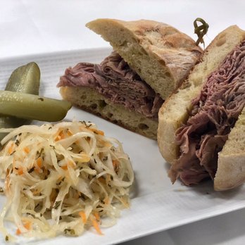 Markato - a roast beef sandwich with coleslaw and pickles - Caterers Near Me - New York, New York Markato - a roast beef sandwich with coleslaw and pickles - Caterers Near Me - New York, New York
