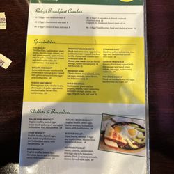 Ruby’s Family Restaurant - Breakfast menu