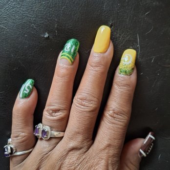 M & S Nails - Special design for trip to Lambeau field.  Vickie is extremely talented. - Nail Salons Near Me - Portland, Oregon