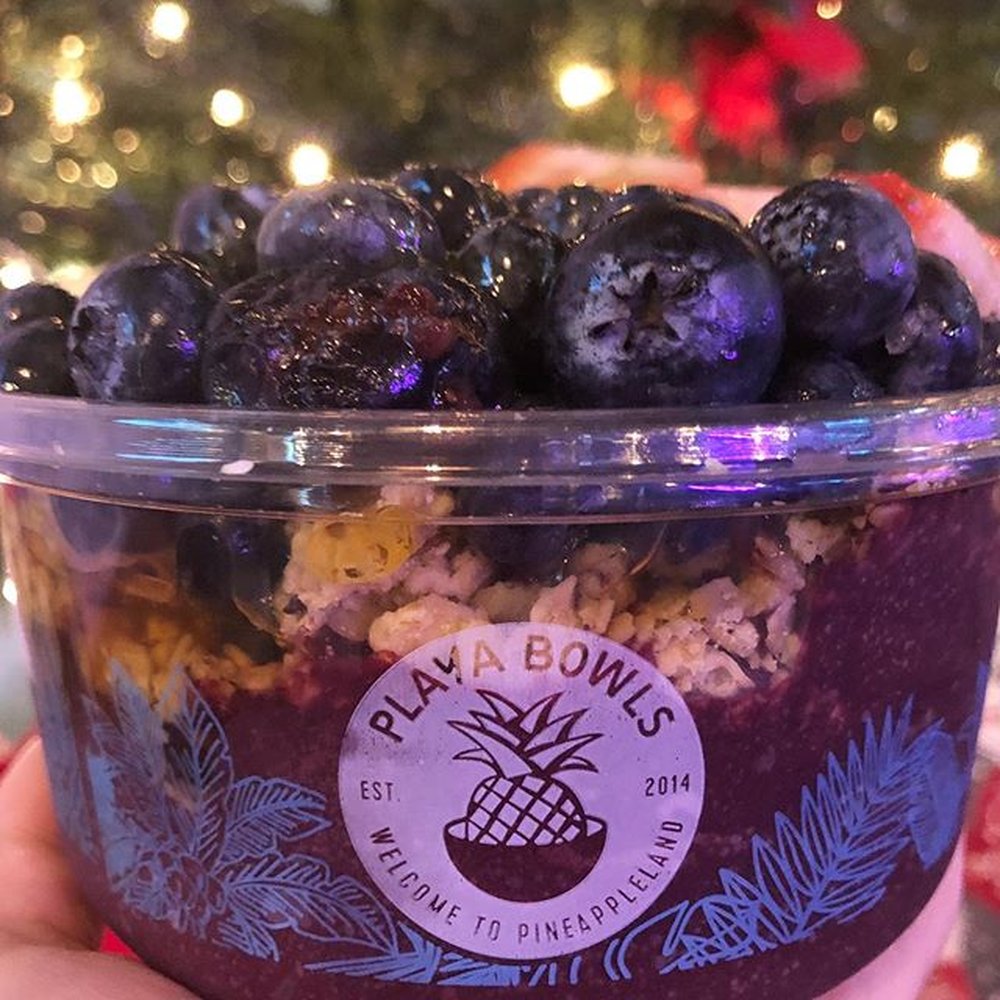 Playa Bowls - This picture is from Christmas time (I visited again many times and the bowls are always the same. But I love how they decorate!) - Juice Bars & Smoothies Near Me - Montclair, New Jersey