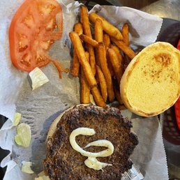 Grouper Finger Waffle Chips and cheeseburger