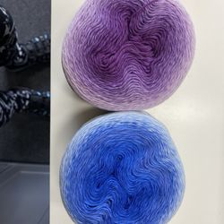 Dot's Yarn Den - Some yarn cakes I purchased. Love the colors and colorway of these yams.