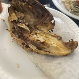 Bones a tiny piece of meat they remove the meat for the panes they make. Dishonest