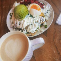 Cappuccino and chilaquiles
