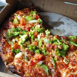 Veggie pizza w/ bacon - cooked to perfection with attention to detail & look @ all the quality ingredients