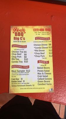 Menu photo 2 Big C's BBQ Saint Petersburg, FL