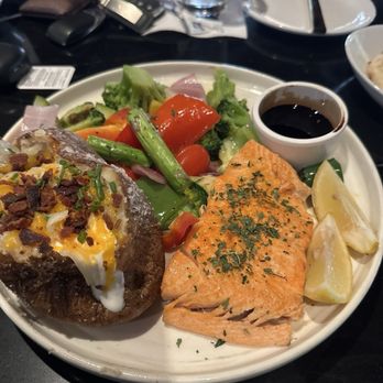 West Texas Chophouse - Salmon, Baked Potato, Vegetables - Steakhouses Near Me - El Paso, Texas West Texas Chophouse - Salmon, Baked Potato, Vegetables - Steakhouses Near Me - El Paso, Texas