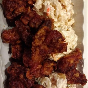 Roxy's Island Grill - sweet garlic chicken ($9) with all mac salad (+$1) - extremely overcooked to a tough (as in chew for 5min) jerky texture. Eck. - Hawaiian Near Me - Beaverton, Oregon Roxy's Island Grill - sweet garlic chicken ($9) with all mac salad (+$1) - extremely overcooked to a tough (as in chew for 5min) jerky texture. Eck. - Hawaiian Near Me - Beaverton, Oregon
