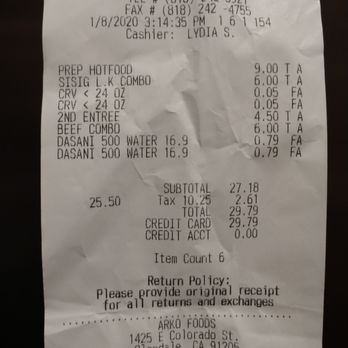 Arko Foods - $6 for combo + $4.50 prep hotfood fee? - Filipino Near Me - Glendale, California