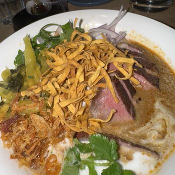 Ginger & Scallion - Khao Soi with beef tenderloin - Thai Near Me - Seattle, Washington Ginger & Scallion - Khao Soi with beef tenderloin - Thai Near Me - Seattle, Washington