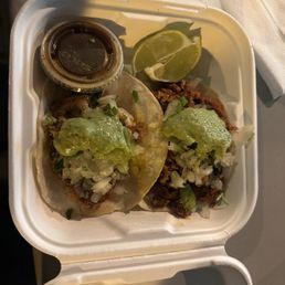 Shrimp taco, pastor taco