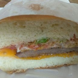 ROCK-hard, NON-bacon, WORST 'crispy bacon cheddar burger' ever eaten. It is beyond me why this deli counter is always busy. ROCK-hard, NON-bacon, WORST 'crispy bacon cheddar burger' ever eaten. It is beyond me why this deli counter is always busy.