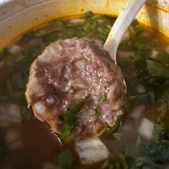 Pancho’s Kitchen - Half section of meatball in Albondigas Soup - Mexican Near Me - Highland, California