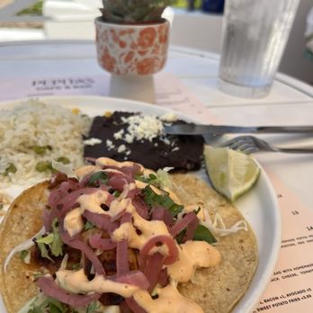 Pepita's Cafe & Bar - Shrimp tacos on the patio. Delicious! - Cafes Near Me - Austin, Texas Pepita's Cafe & Bar - Shrimp tacos on the patio. Delicious! - Cafes Near Me - Austin, Texas
