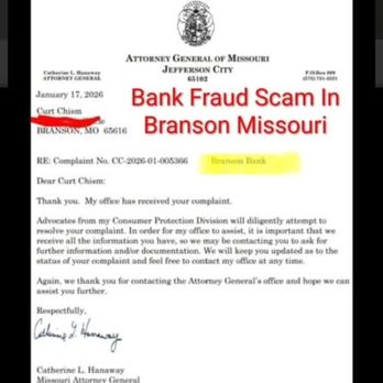 Branson Bank - I emailed this complaint on a Saturday, her office replied me the same day. Open an account anywhere except this fraudulent, fake bank - Banks & Credit Unions Near Me - Branson, Missouri Branson Bank - I emailed this complaint on a Saturday, her office replied me the same day. Open an account anywhere except this fraudulent, fake bank - Banks & Credit Unions Near Me - Branson, Missouri