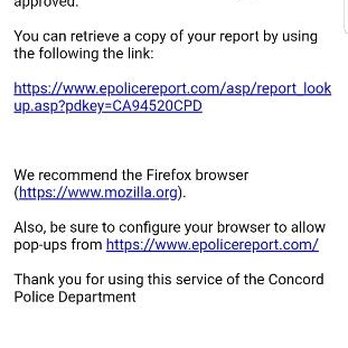 BMW Concord - Confirmation of police report - Auto Repair Near Me - Concord, California