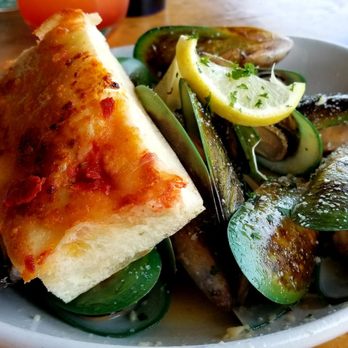 Hideaway House - New Zealand Green Lipped Mussels in a garlic white wine sauce. - Pizza Near Me - Sedona, Arizona Hideaway House - New Zealand Green Lipped Mussels in a garlic white wine sauce. - Pizza Near Me - Sedona, Arizona
