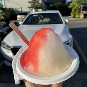 Waiola Shave Ice - Large strawberry and lychee shaved ice - Ice Cream & Frozen Yogurt Near Me - Honolulu, Hawaii