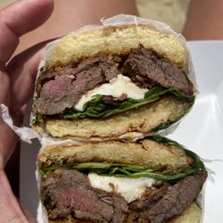 The Sandbox at Seastreak Beach - Steak sandwich from L'Acquario $18