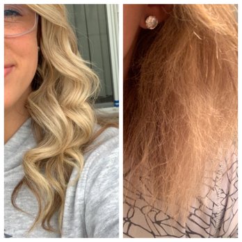 The Parlor - My long, healthy, blonde hair on the left. And on the right, the aftermath. The dead, broken, fried, odorous hair attached to my head. - Hair Salons Near Me - Germantown, Wisconsin The Parlor - My long, healthy, blonde hair on the left. And on the right, the aftermath. The dead, broken, fried, odorous hair attached to my head. - Hair Salons Near Me - Germantown, Wisconsin