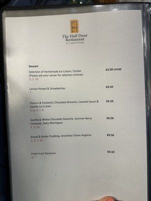 Menu photo 6 Half Door Dingle, KY