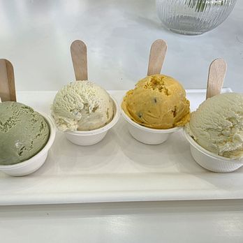 Nature's Organic Ice Cream - Flight - honey matcha tea, custard apple, saffron pistachio, cardamom pistachio kulfi - Ice Cream & Frozen Yogurt Near Me - Sunnyvale, California Nature's Organic Ice Cream - Flight - honey matcha tea, custard apple, saffron pistachio, cardamom pistachio kulfi - Ice Cream & Frozen Yogurt Near Me - Sunnyvale, California