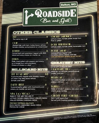 Menu photo 2 Roadside Bar & Grill Belton, MO Menu photo 2 Roadside Bar & Grill Belton, MO