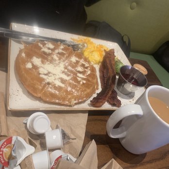 First Watch - Belgian waffle. They replaced the burnt bacon! - Breakfast & Brunch Near Me - Greensboro, North Carolina First Watch - Belgian waffle. They replaced the burnt bacon! - Breakfast & Brunch Near Me - Greensboro, North Carolina