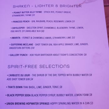 Baltimore Spirits Company - Menu 1/16/24 - Distilleries Near Me - Baltimore, Maryland