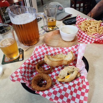 Shooters - Patty melt with onion rings and the tri-tip dip. Fries and onion rings. So yummy - Chicken Wings Near Me - Manteca, California