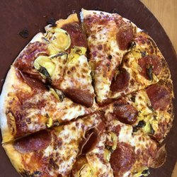 Pizza Hut - Pepperoni and banana peppers on hand tossed crust.