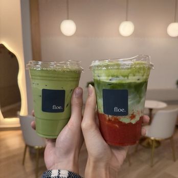 Floe - Double Matcha Cloud Strawberry Matcha w cream top - Shaved Ice Near Me - Fullerton, California