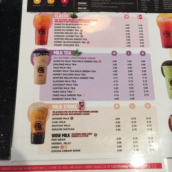 Kung Fu Tea - Drink Menu 1 - Coffee & Tea Near Me - Cherry Hill, New Jersey