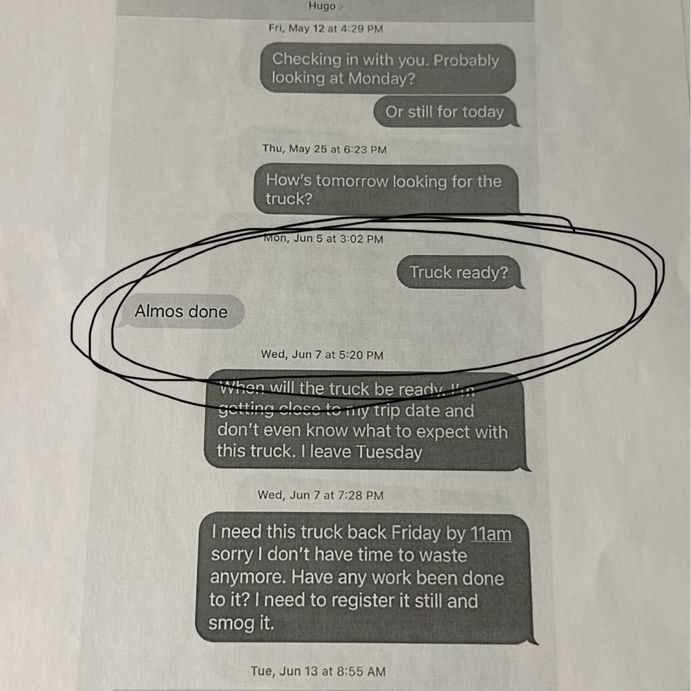 T & H Complete Auto Service - Text message of him acknowledging his has my truck and is a lair to say he never seen was working on it. - Auto Repair Near Me - Lancaster, California T & H Complete Auto Service - Text message of him acknowledging his has my truck and is a lair to say he never seen was working on it. - Auto Repair Near Me - Lancaster, California