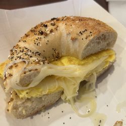 Goldberg's NY Bagels - Egg and cheese on an everything bagel.