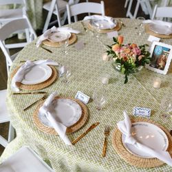 Jackson's Kitchen - Table settings. Mike provided the napkins and water goblets.