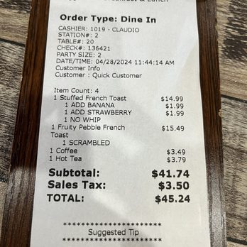 Eggscellent - Total. Minus the free cinnamon from checking in - Breakfast & Brunch Near Me - Las Vegas, Nevada