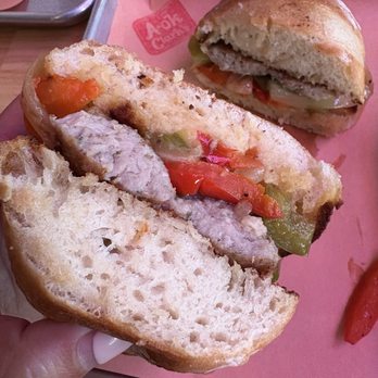 Clark’s Snack Bar - Bratwurst with onions and peppers - Hot Dogs Near Me - Charlotte, North Carolina
