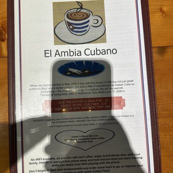 El Ambia Cubano - Menu 1 - Cuban Near Me - Melbourne, Florida
