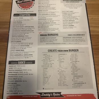 Bad Daddy's Burger Bar - Dinner menu 1/2025 - Burgers Near Me - Charlotte, North Carolina Bad Daddy's Burger Bar - Dinner menu 1/2025 - Burgers Near Me - Charlotte, North Carolina